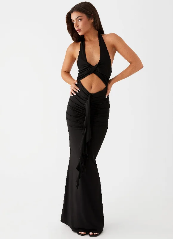Weekend Deal Rush Allanna Frill Maxi Dress - Black