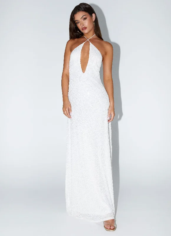 One-Stop Shop Sale Latanya Sequin Maxi Dress - White