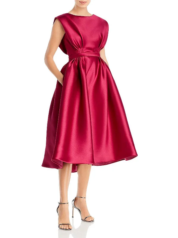 Last Chance Sale Mikado Womens Bias Cut Sleeveless Midi Dress