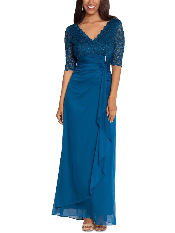 Weekend Markdowns Petites Womens Lace Long Evening Dress