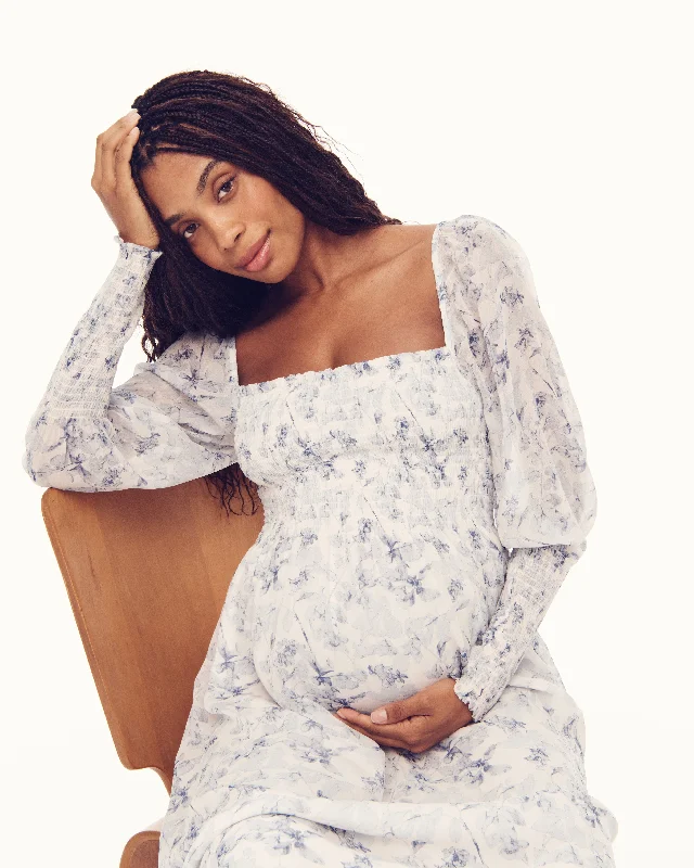 Time-Sensitive Offer The Maternity Grace Maxi Nap Dress - Pressed Flowers Georgette
