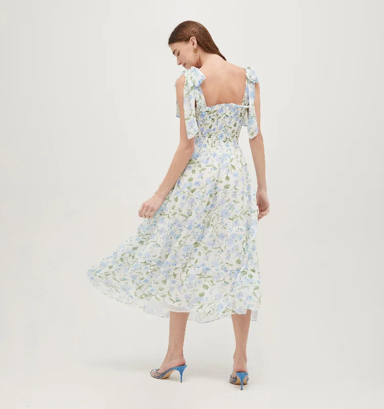 Super Price Drop The Ribbon Ellie Nap Dress - Blue Peony Bouquet Georgette