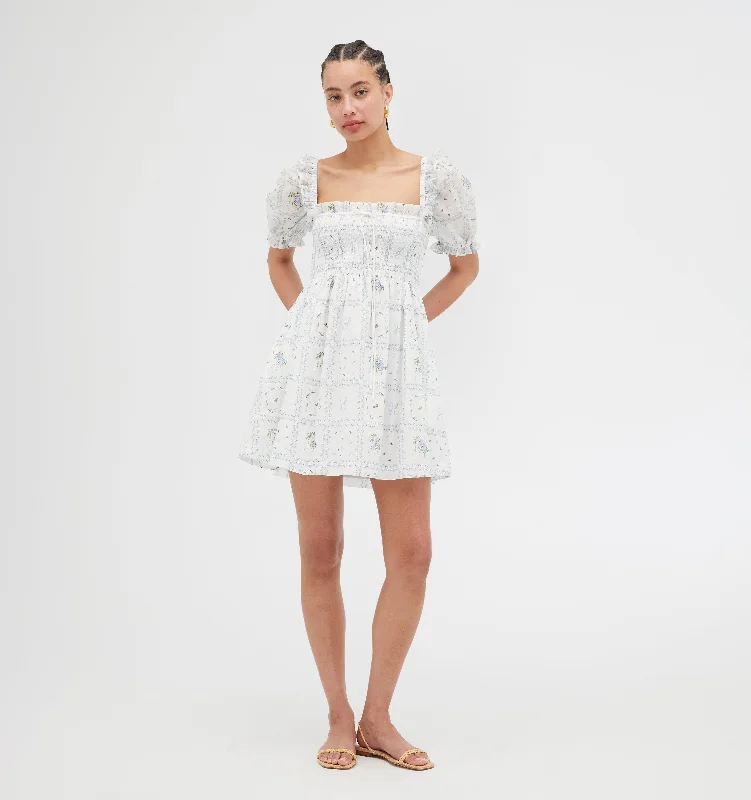 Deal Frenzy The Scarlett Mini Nap Dress - White Floral Patchwork
