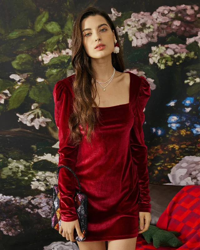 Massive Discounts The Velvet Square Neckline Bodycon Dress