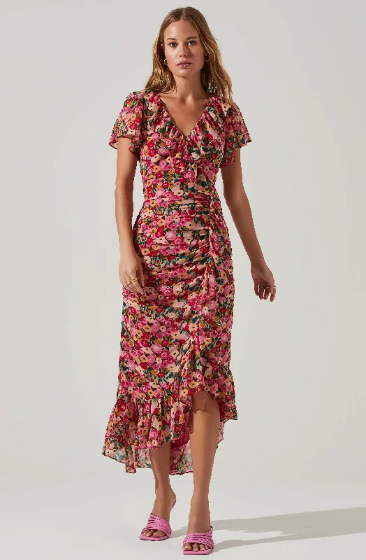 Weekend Must-Have Offers Vilma Floral Ruched Midi Dress