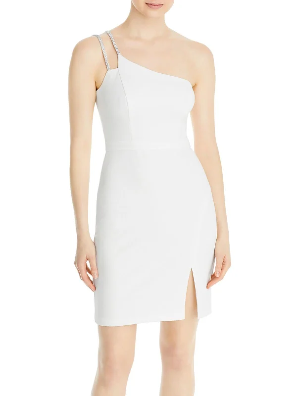Weekend Closeout Deals Womens Embellished One Shoulder Cocktail and Party Dress