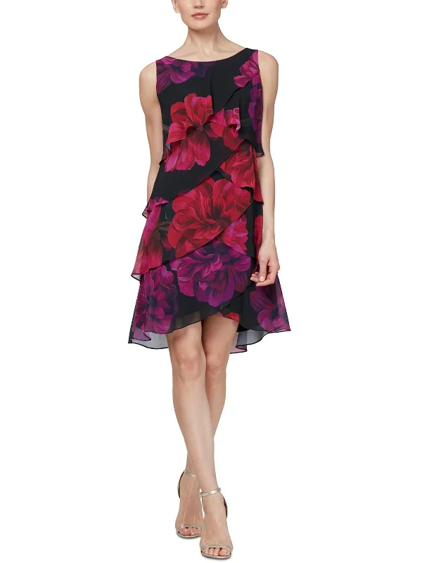 Weekend Super Savings Womens Floral Flutter Sheath Dress