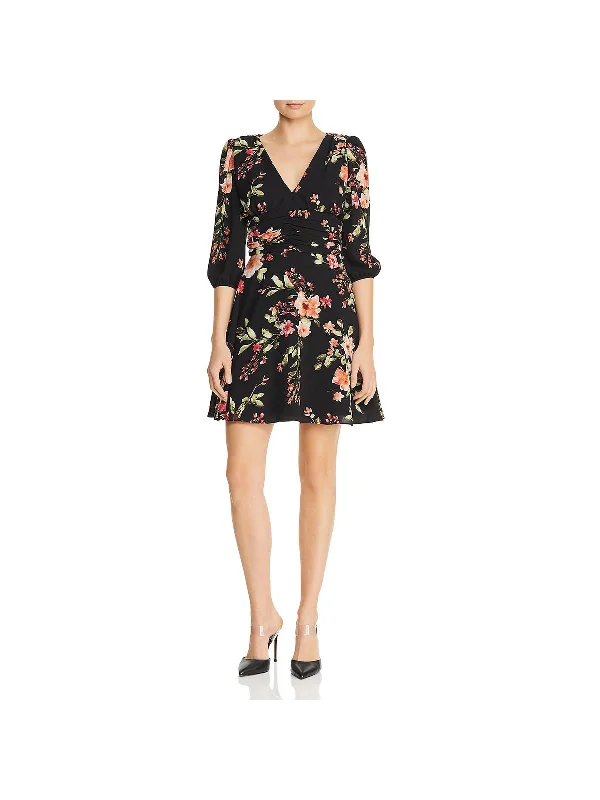 Weekend Savings Mania Womens Floral Print V-Neck Cocktail Dress