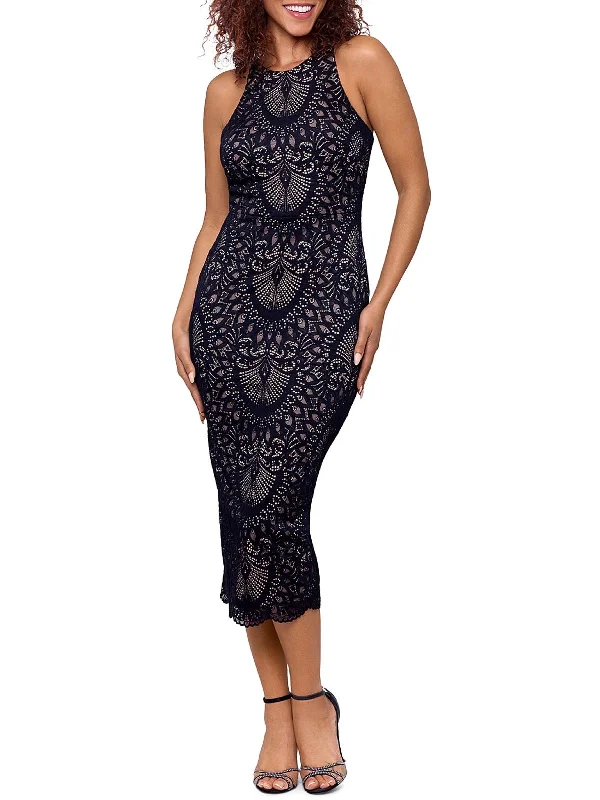 Final Sale Event Womens Lace Midi Halter Dress