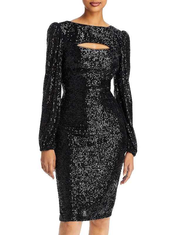Weekend Special Sale Womens Sequined Cut-Out Cocktail and Party Dress