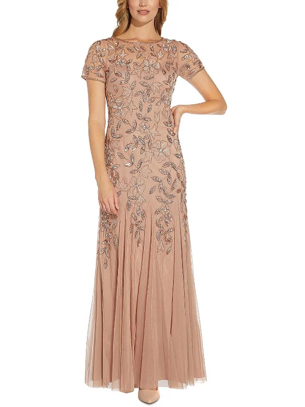 Weekend Flash Savings Womens Sequined Maxi Evening Dress