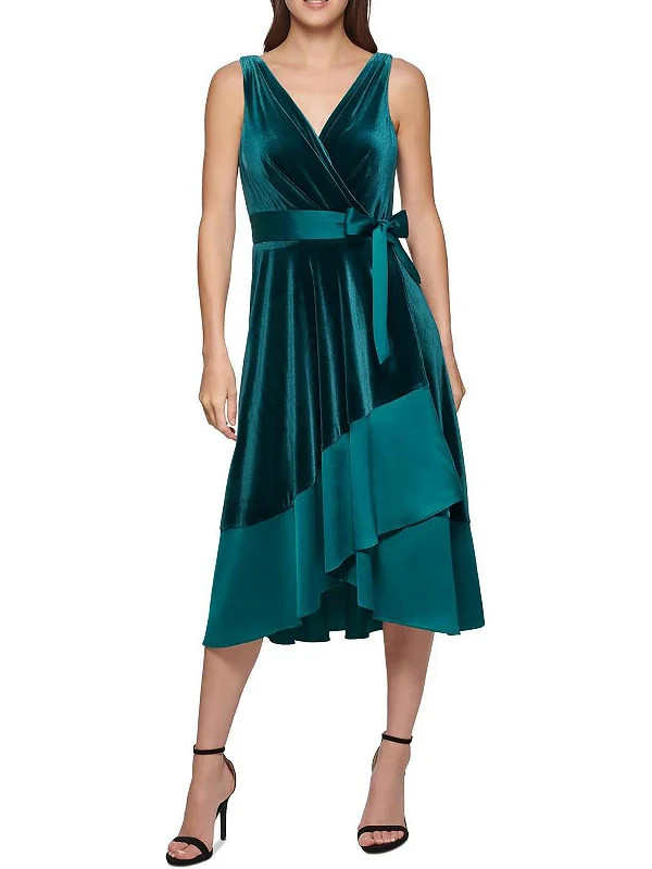 Weekend Limited-Time Offers Womens Velvet Midi Wrap Dress