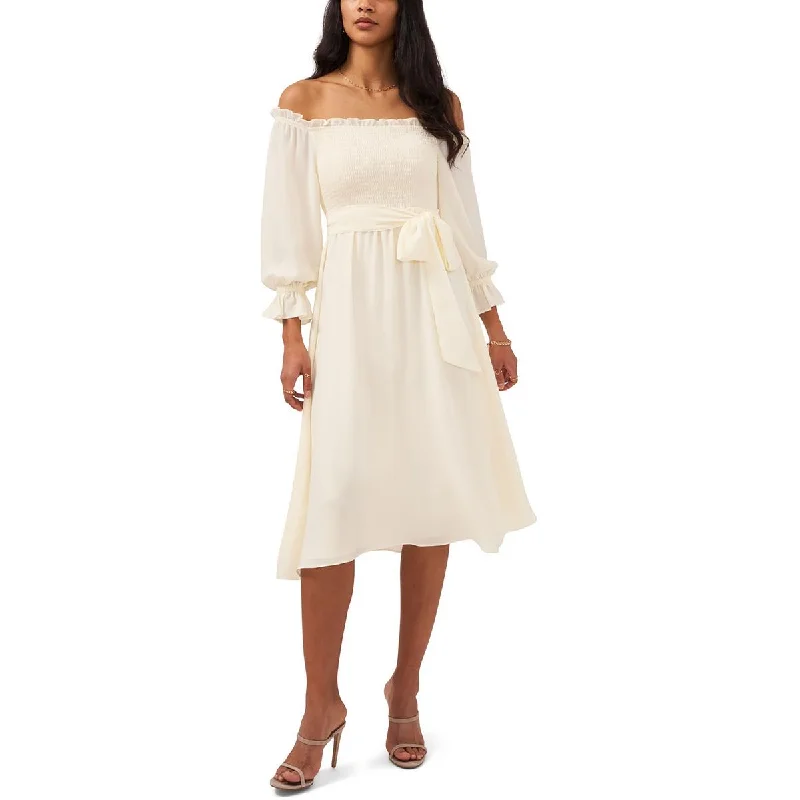 Weekend Hot Prices 1.State Womens Smocked Belted Midi Dress