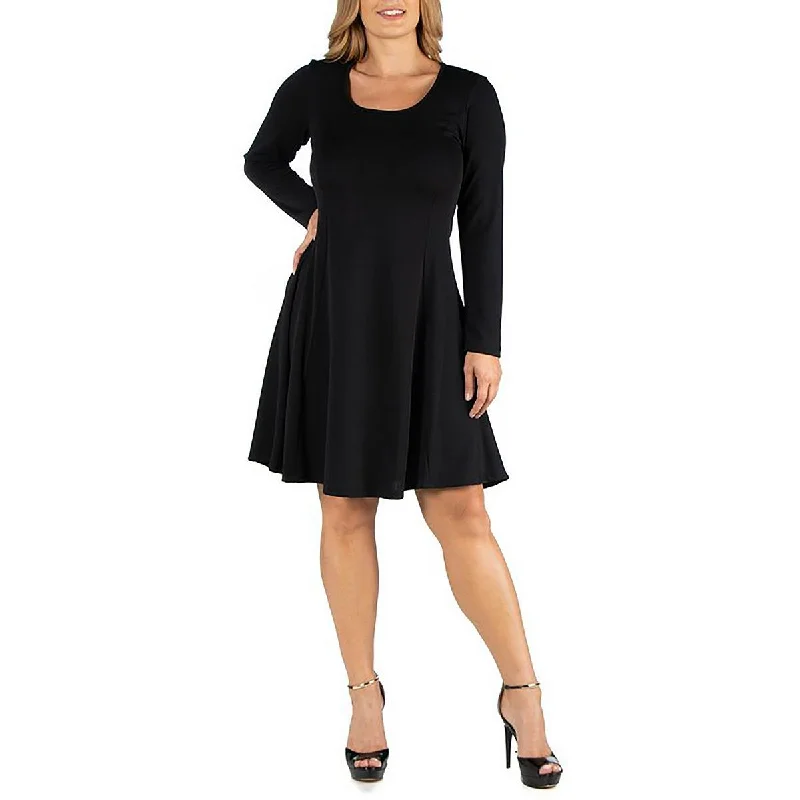 Unmissable Deals 24seven Comfort Apparel Womens Plus Crepe Scoop Neck Midi Dress