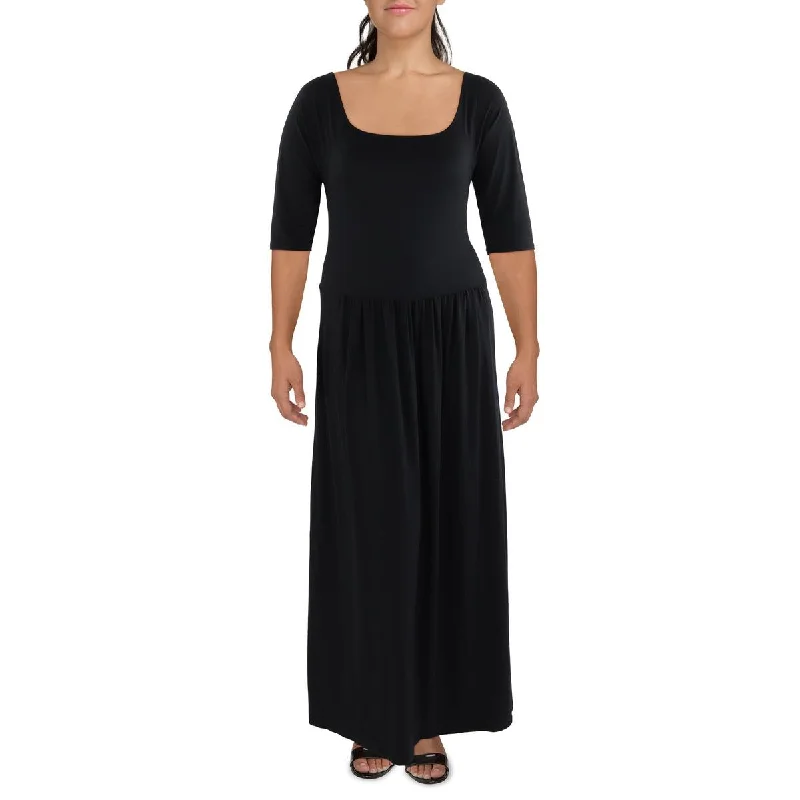 Get It Now 24seven Comfort Apparel Womens Plus Full Length Pleated Maxi Dress