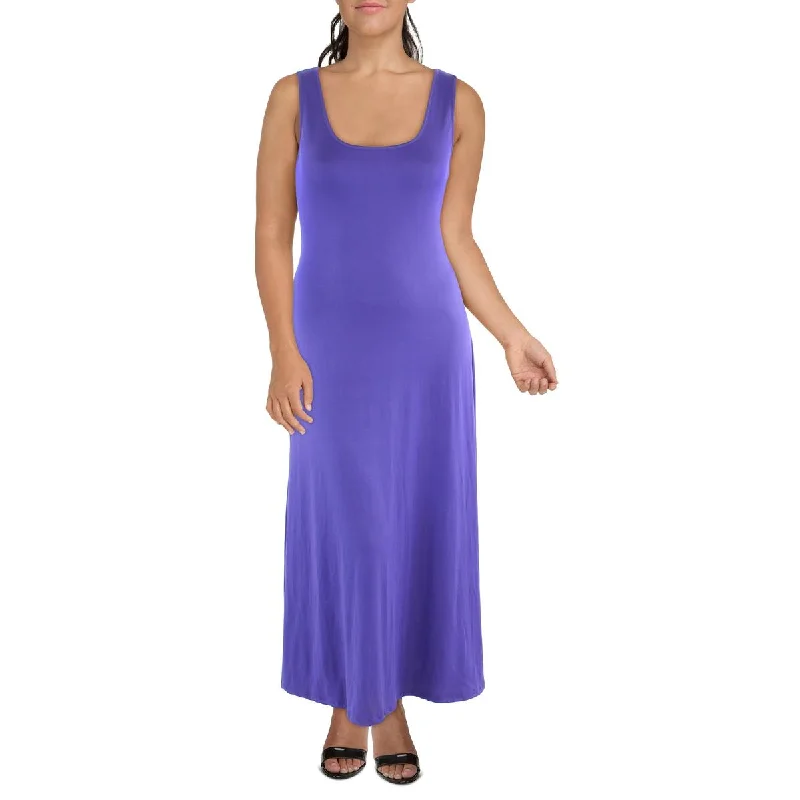 Only for You 24seven Comfort Apparel Womens Plus Knit Sleeveless Maxi Dress