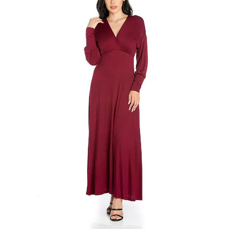 Weekend Shopping Fiesta 24seven Comfort Apparel Womens Plus Knit Surplice Maxi Dress Weekend Shopping Fiesta 24seven Comfort Apparel Womens Plus Knit Surplice Maxi Dress