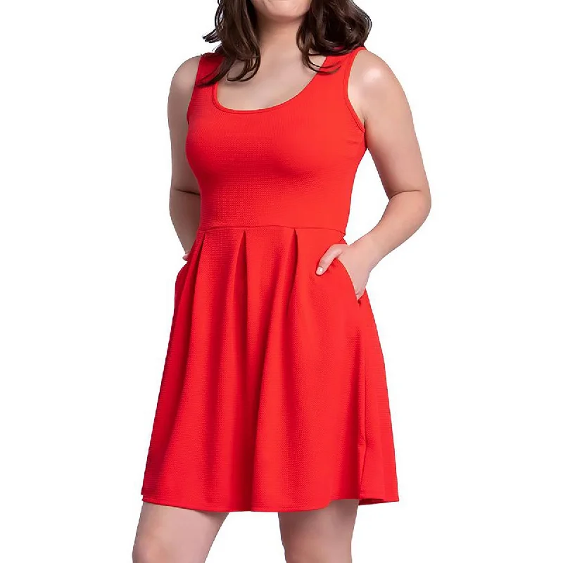 Price Slash 24seven Comfort Apparel Womens Plus Pleated Cap Sleeve Midi Dress