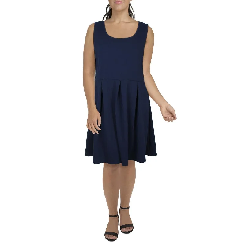 24seven Comfort Apparel Womens Plus Pleated Knee-Length Fit & Flare Dress