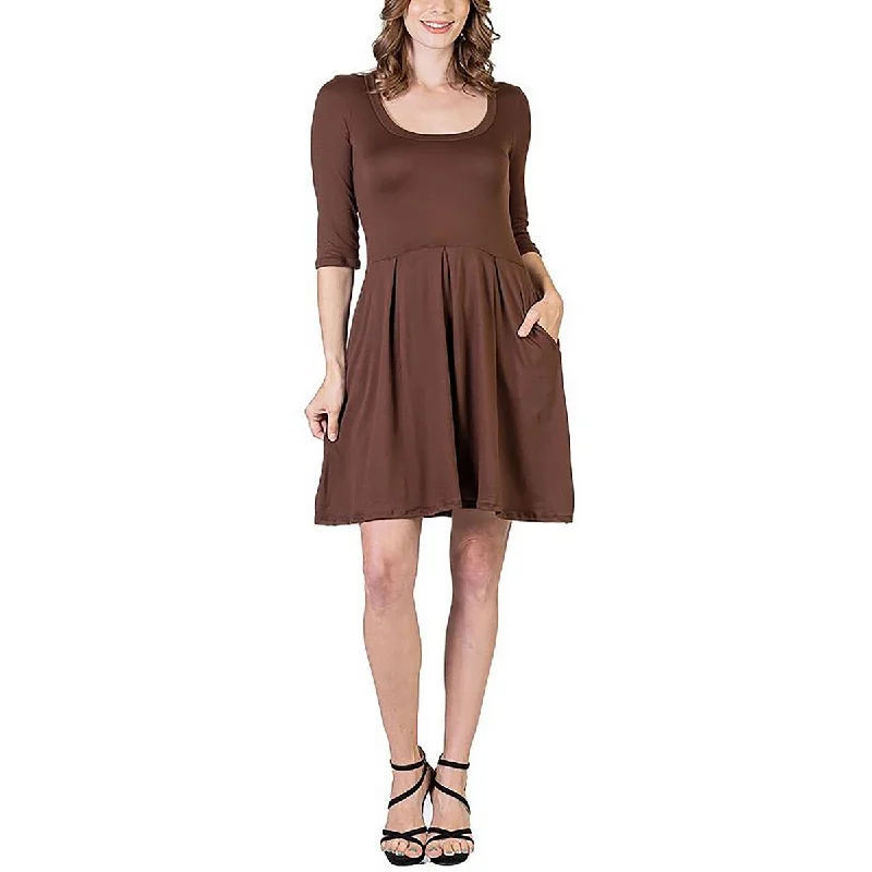 Instant Discount 24seven Comfort Apparel Womens Plus Pleated Knee Length Midi Dress
