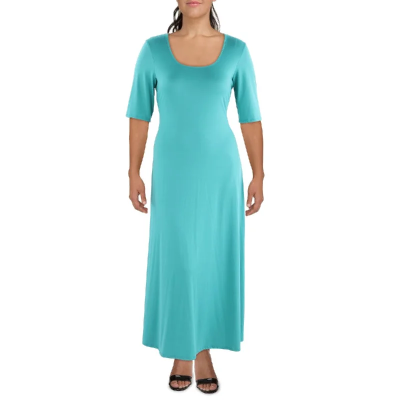 Best Offers 24seven Comfort Apparel Womens Plus Scoop Neck Comfy Maxi Dress