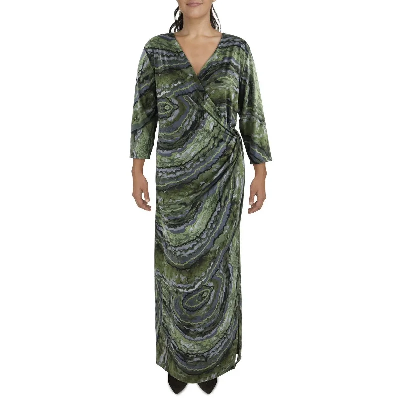 Grab It Now 24seven Comfort Apparel Womens Plus Surplice Long Maxi Dress