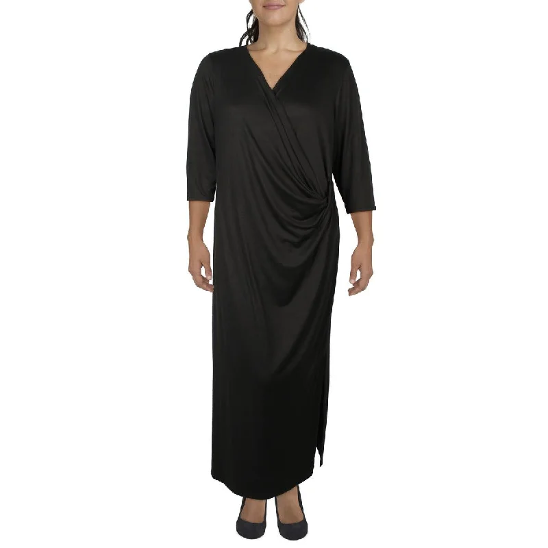 Weekend Flash Markdown 24seven Comfort Apparel Womens Plus Surplice Long Maxi Dress