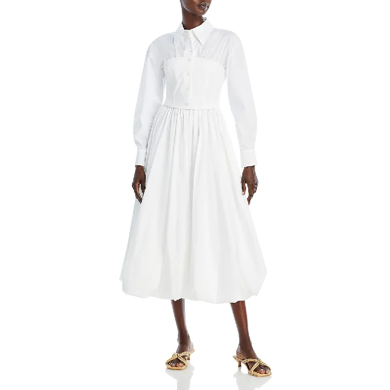 Weekend Bargain Time A.W.A.K.E MODE Womens Puff Collar Midi Dress