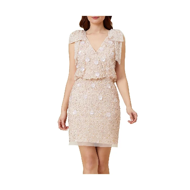 Adrianna Papell Womens 279 Blouson Applique Cocktail And Party Dress