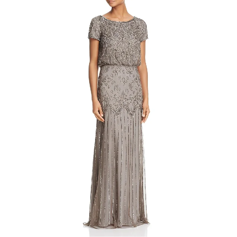 Adrianna Papell Womens Embellished Blouson Evening Dress