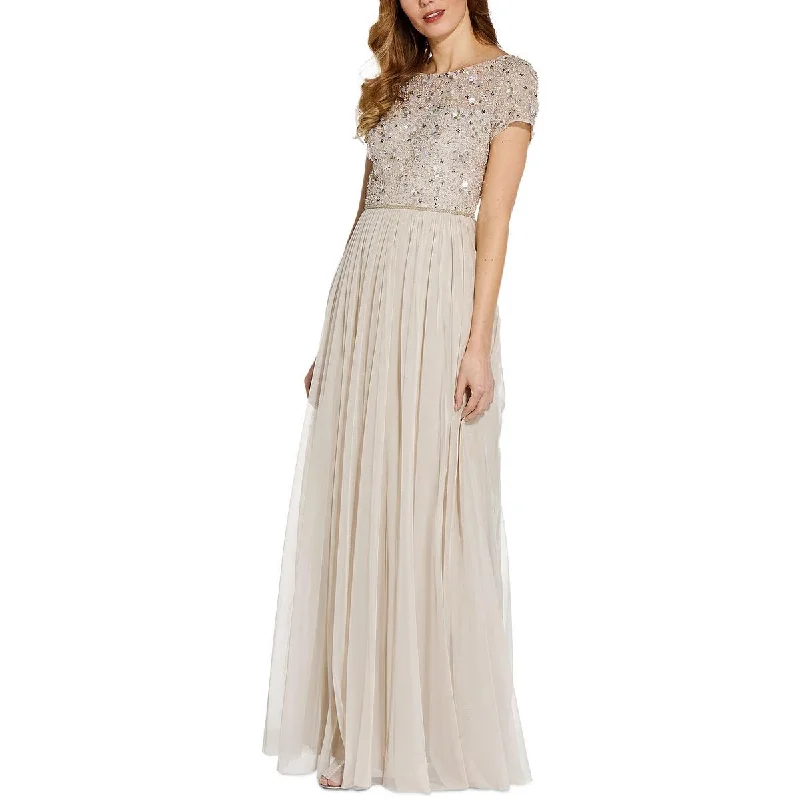 Adrianna Papell Womens Embellished Long Evening Dress