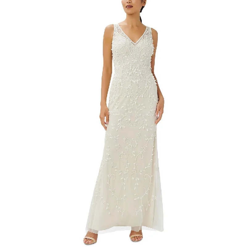 Adrianna Papell Womens Embellished Maxi Evening Dress