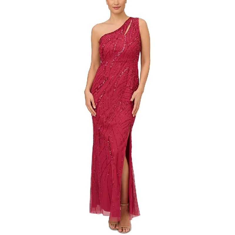 Adrianna Papell Womens Embellished Mesh Evening Dress