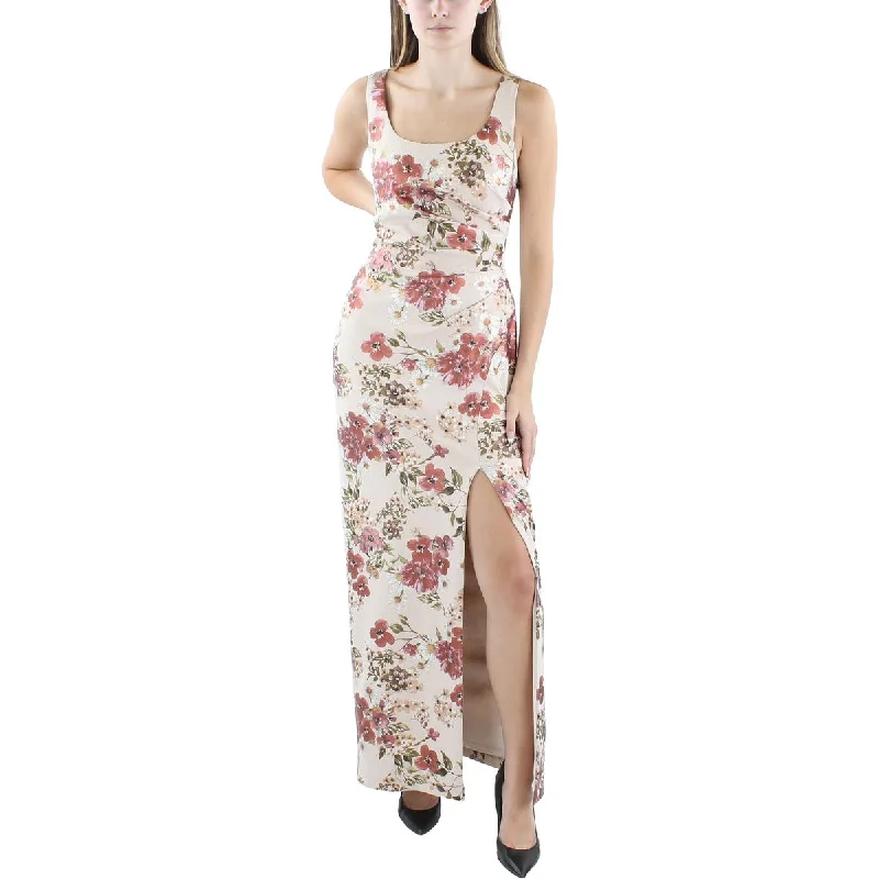 Adrianna Papell Womens Floral Print Maxi Evening Dress