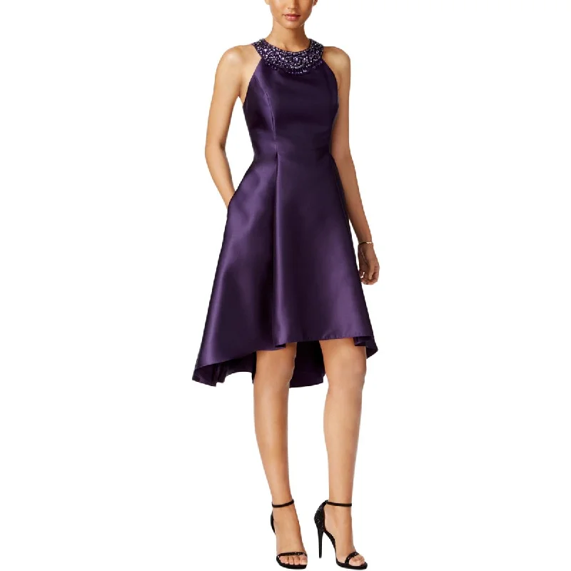 Adrianna Papell Womens Mikado Satin Embellished Cocktail And Party Dress