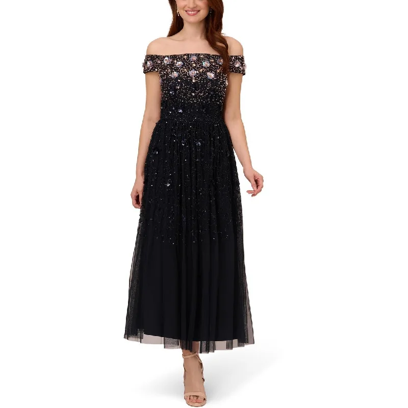 Adrianna Papell Womens Sequin Beaded Cocktail And Party Dress