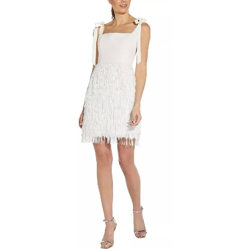 Aidan by Aidan Mattox Womens Fringe Short Cocktail and Party Dress