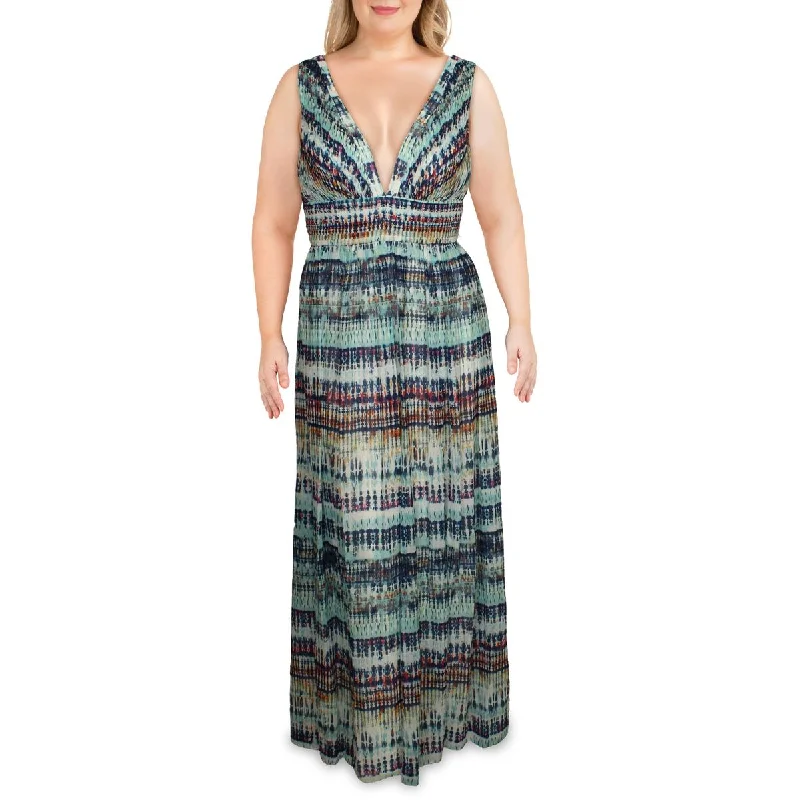 Weekend Offers You Can’t Miss Aidan by Aidan Mattox Womens Printed V-Neck Maxi Dress