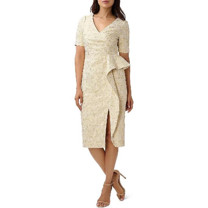 Weekend Price Drop Event Aidan Mattox Womens Jaquard Textured Knee Length Cocktail and Party Dress
