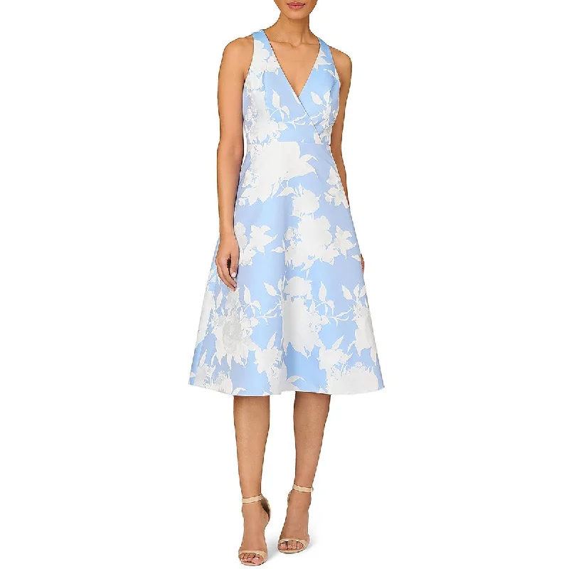 Aidan Mattox Womens Woven Floral Midi Dress