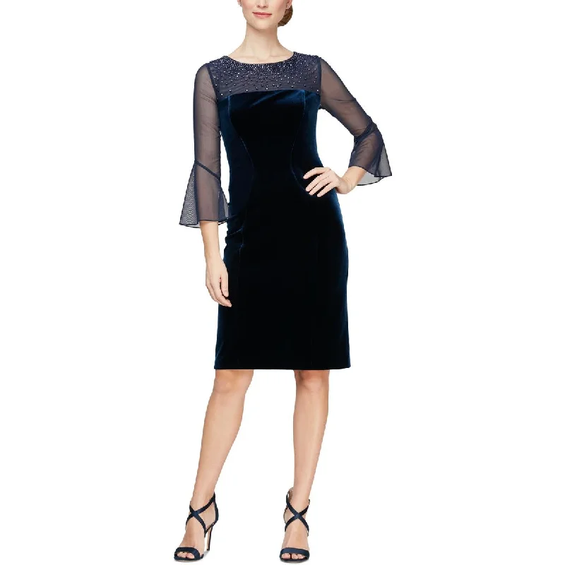 Mega Sale Alex Evenings Womens Beaded Knee Sheath Dress