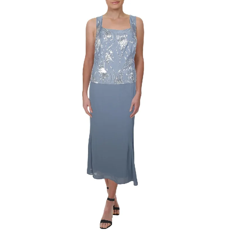 Hot Sale Items Alex Evenings Womens Plus Jersey Sequined Midi Dress