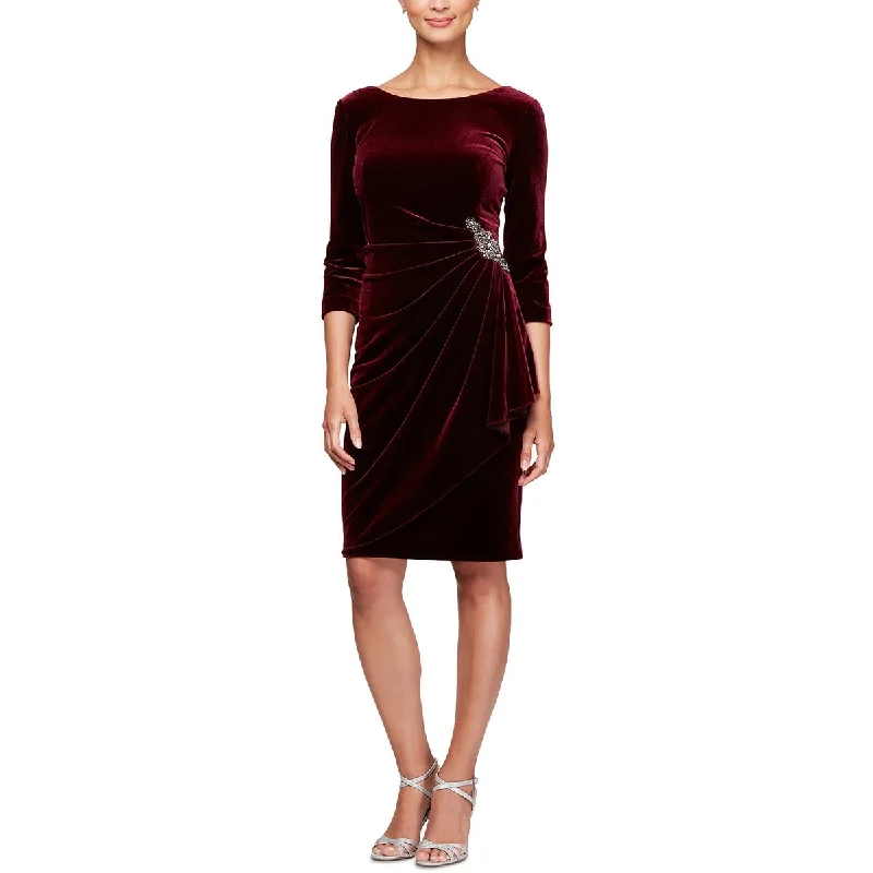 Weekend Savings Bonanza Alex Evenings Womens Velvet Knee-Length Cocktail and Party Dress