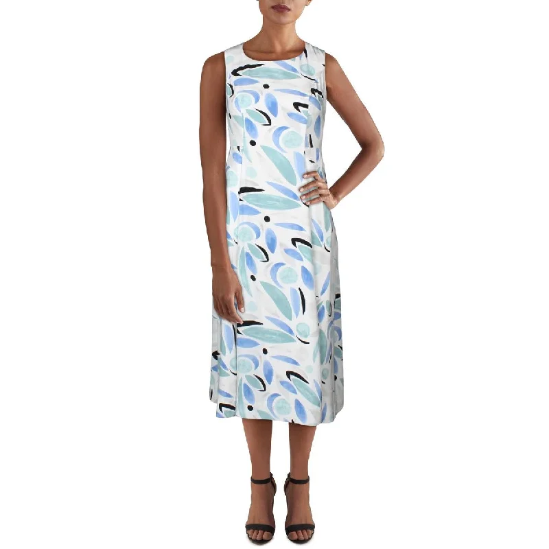 Sale Alert Alfani Womens Printed Midi Fit & Flare Dress