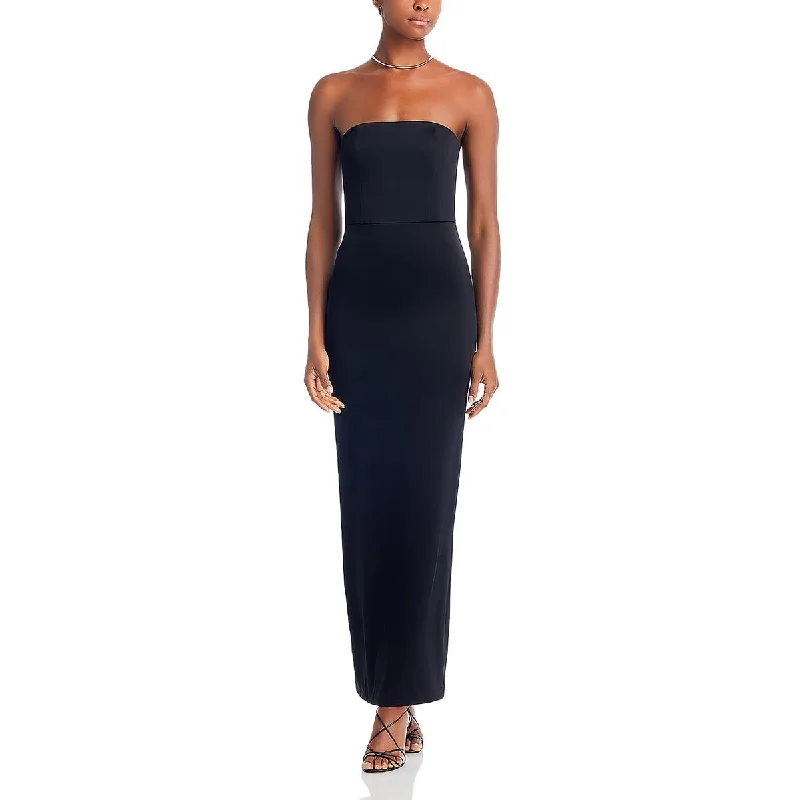 Weekend Best Deals Alice and Olivia Womens Doreen Satin Strapless Maxi Dress