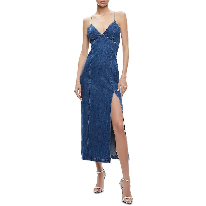 Weekend Deals You’ve Been Waiting For Alice and Olivia Womens Julietta Denim Long Maxi Dress Weekend Deals You’ve Been Waiting For Alice and Olivia Womens Julietta Denim Long Maxi Dress