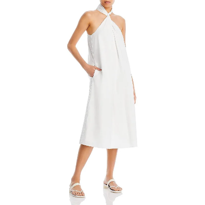 Weekend Big Discount Event Anine Bing Womens Twist-Neck Midi Halter Dress
