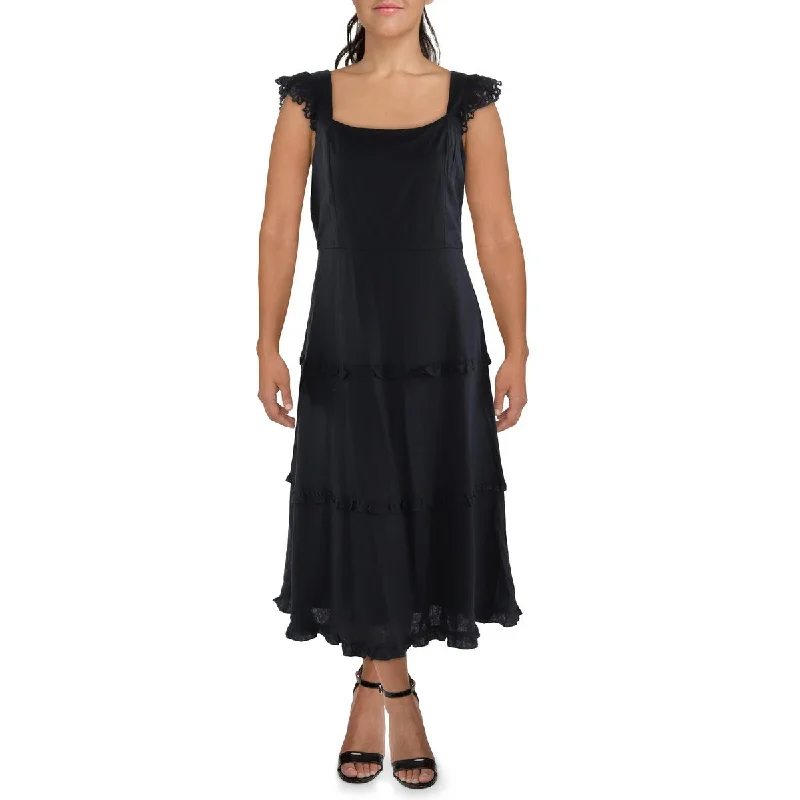 Last Chance Sale Anne Klein Womens Ruffled Cotton Maxi Dress