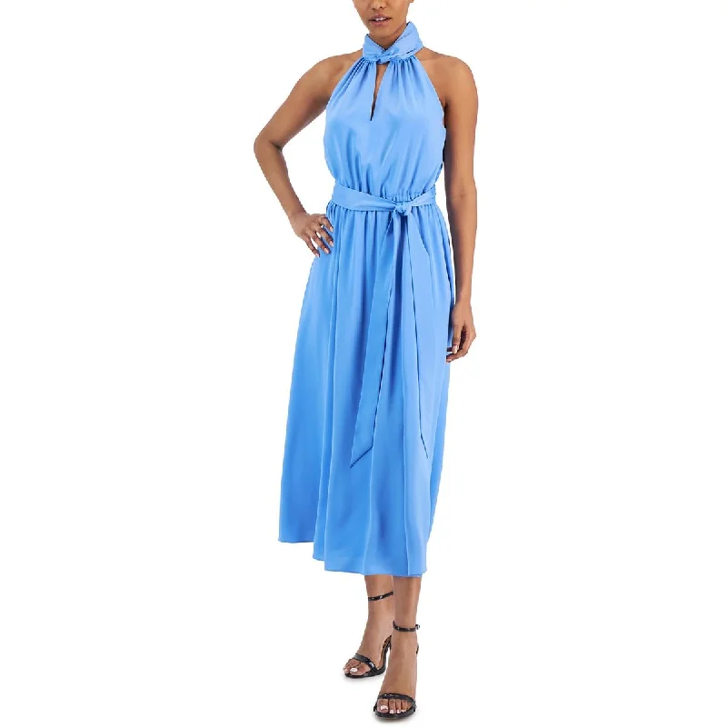 Weekend Shopping Fiesta Anne Klein Womens Satin Halter Midi Dress