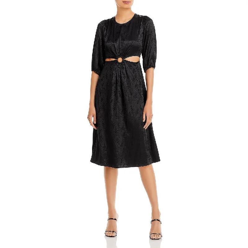 Only for You Aqua Womens Printed Calf Midi Dress